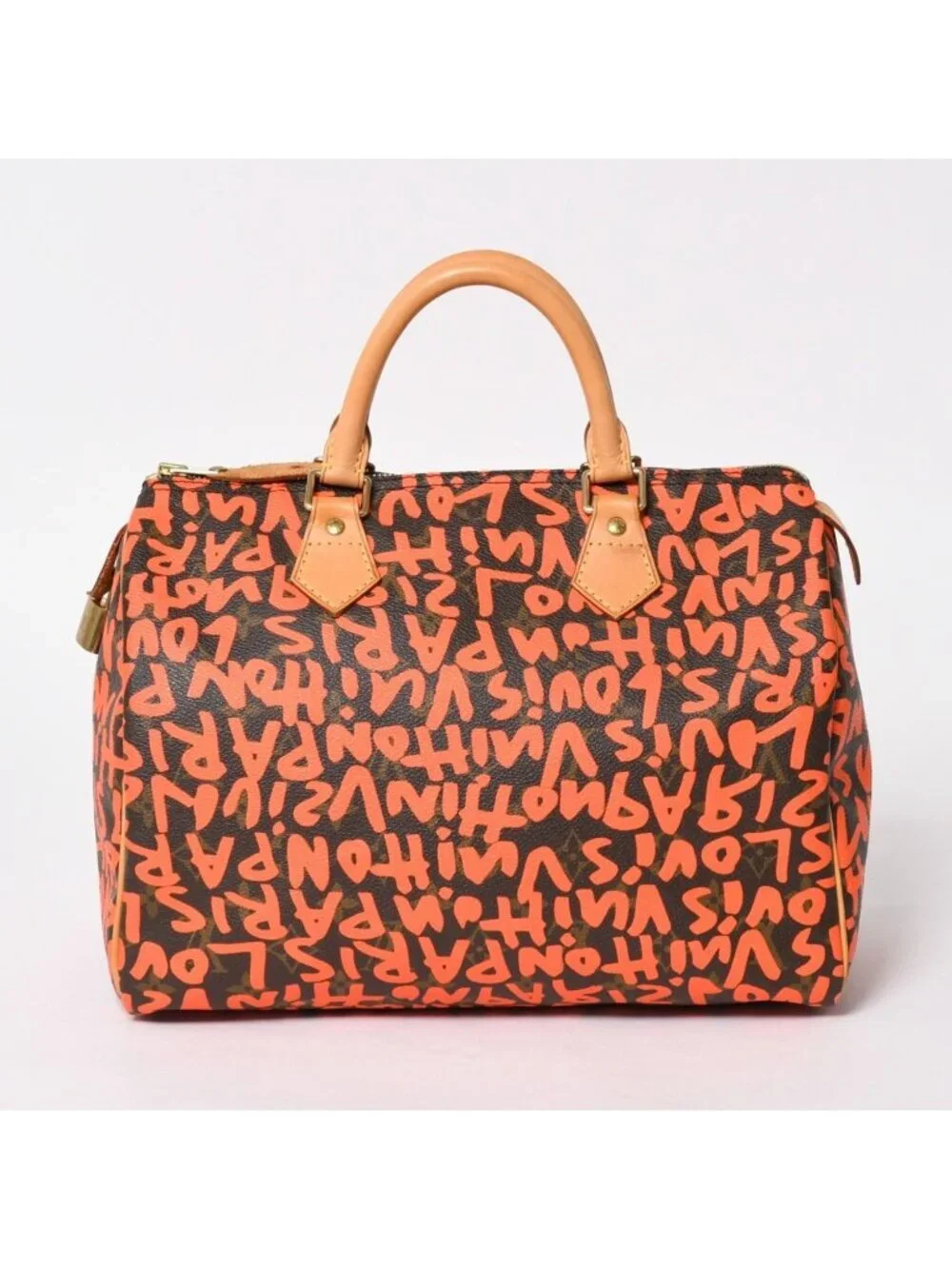 Louis Vuitton Monogram Speedy 30 Orange Handbag Graffiti Canvas